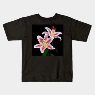 Lilies with black background Kids T-Shirt